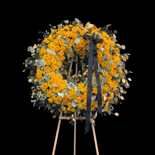 Yellow Hope BP Sympathy Standing Wreath
