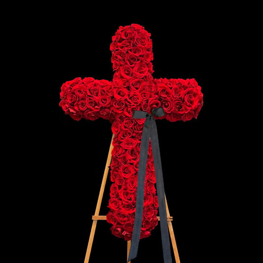 Red Rose Standing Cross BP Sympathy