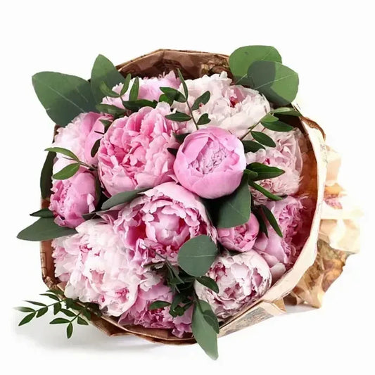 Peonies with eucalyptus